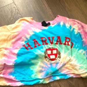 tye dye wash harvard crop top